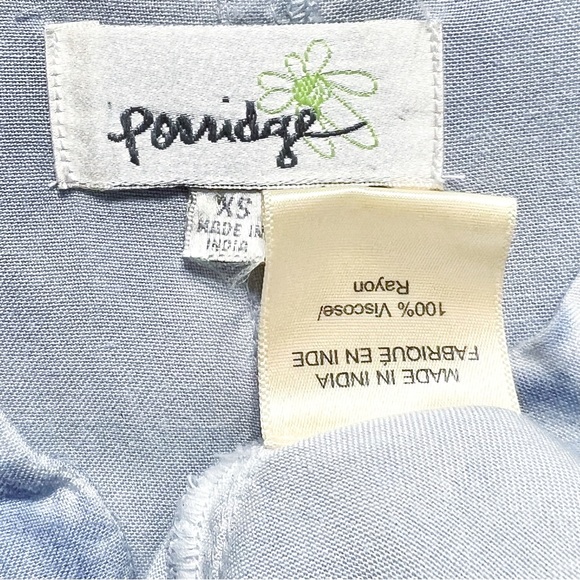 Anthropologie Blue Tie Dye 3/4 Sleeve High-Low Chambray Tunic Shirtdress - Picture 8 of 10